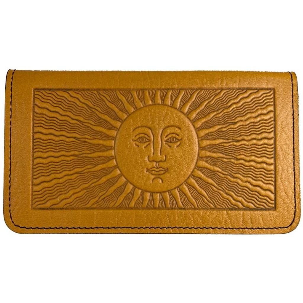 Leather Checkbook Cover - Sun in Marigold