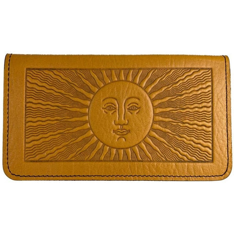 Leather Checkbook Cover - Sun in Marigold