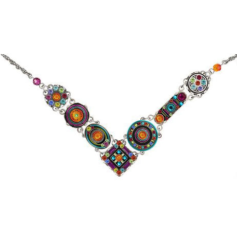 Tangerine La Dolce Vita Crystal V Necklace by Firefly Jewelry