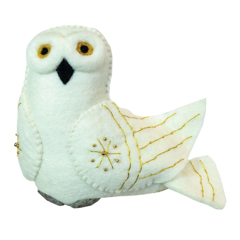 Snowy Owl Tree Topper Wool Ornament