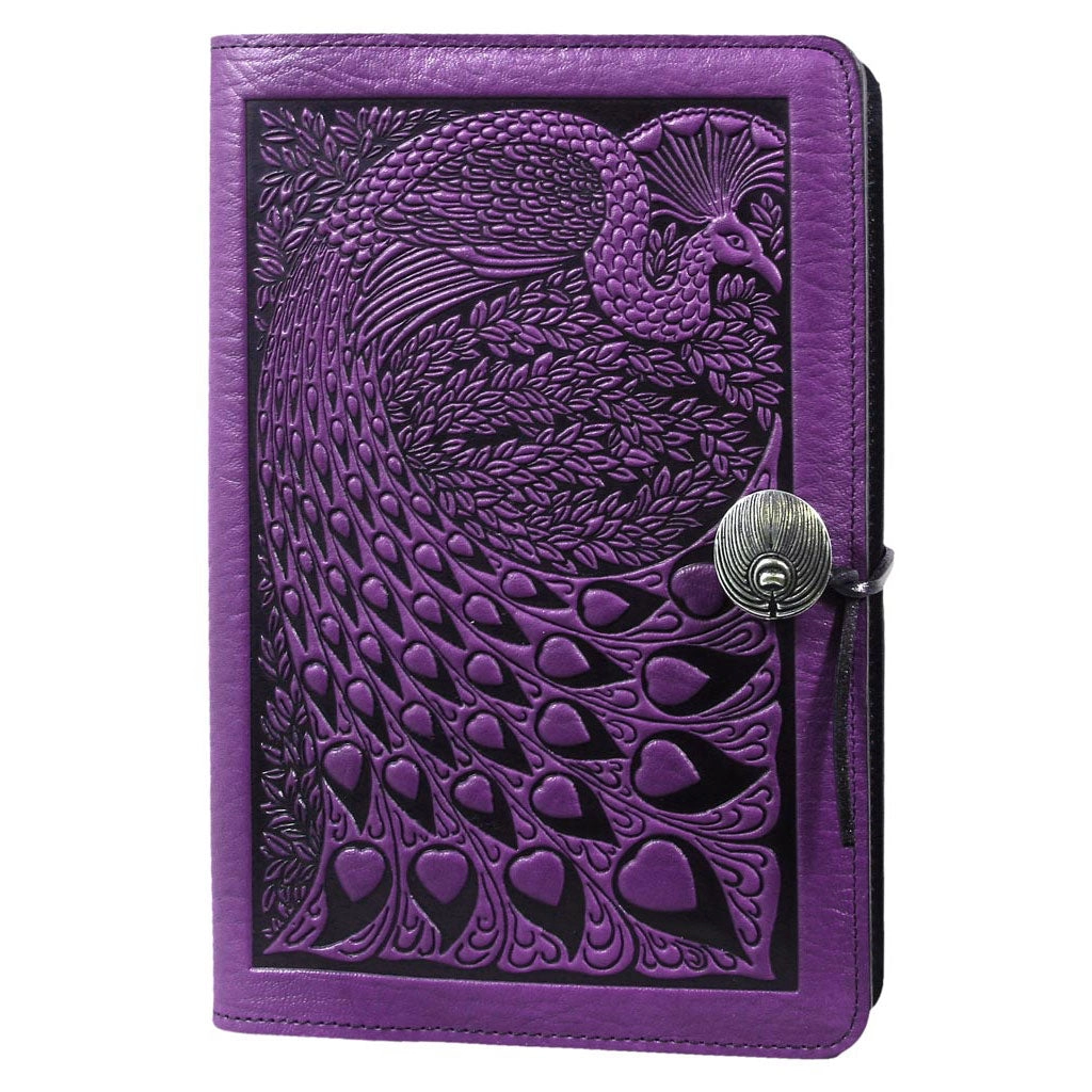 Small Leather Journal - Peacock in Orchid