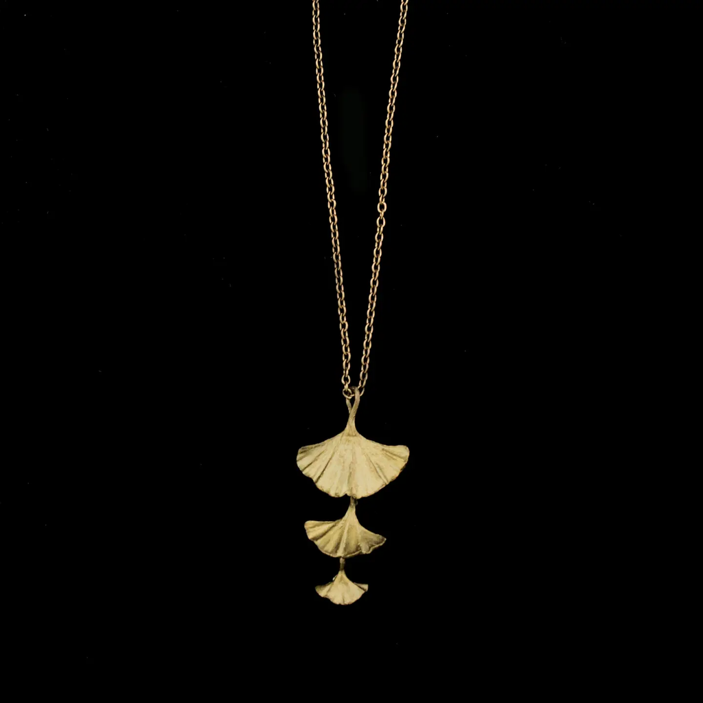 Ginkgo Three Leaf 16 Inch Adjustable Pendant Necklace by Michael Michaud