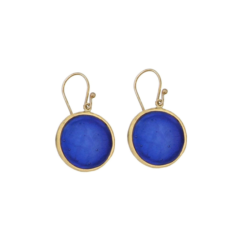 Cobalt Bubble Dainty Wire Earrings by Michael Michaud