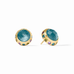 Rainbow Stud Earrings in Iridescent Montana Blue with Blue Twilight Halo by Julie Vos