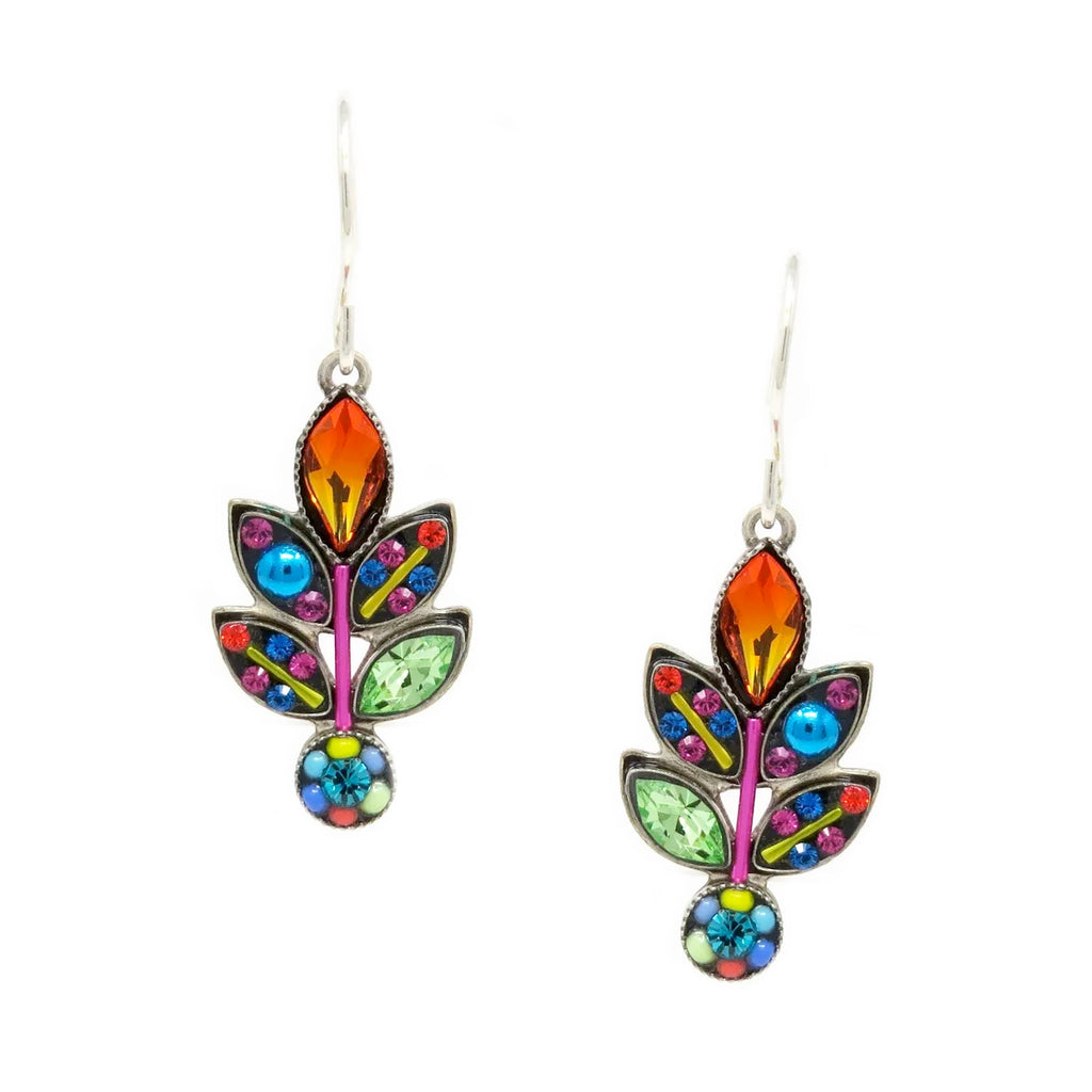 Multi Color Botanical Large Leaf Earrings by Firefly Jewelry