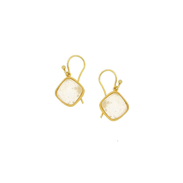 Bubble Diamonds Wire Earrings - Frosted Clear by Michael Michaud