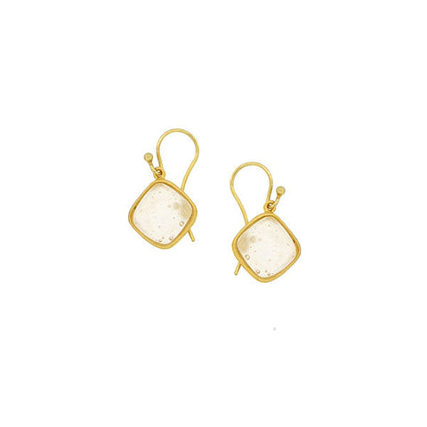 Bubble Diamonds Wire Earrings - Frosted Clear by Michael Michaud