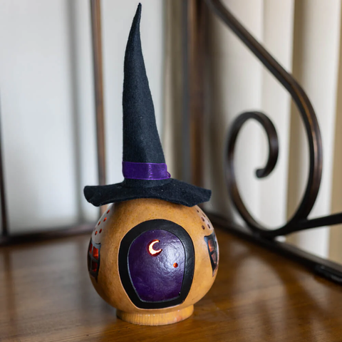 Purple Witch House Lit Gourd
