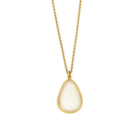 Tear Drop Bubbles 16 Inch Adjustable Large Pendant Necklace - Frost Clear by Michael Michaud