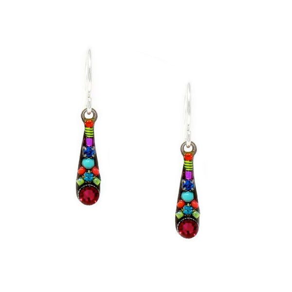 Multi Color Scarlet Camelia Small Drop Earrings by Firefly Jewelry