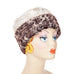 Calico with Cuddly Sand Luxury Faux Fur Cuffed Pillbox Hat Large