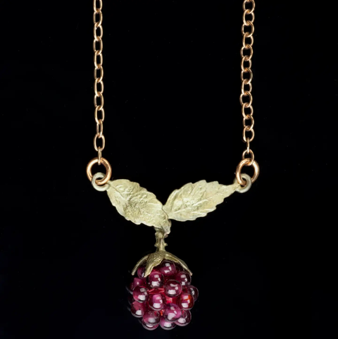 Raspberry 16 Inch Adjustable Dainty Chain Pendant Necklace by Michael Michaud