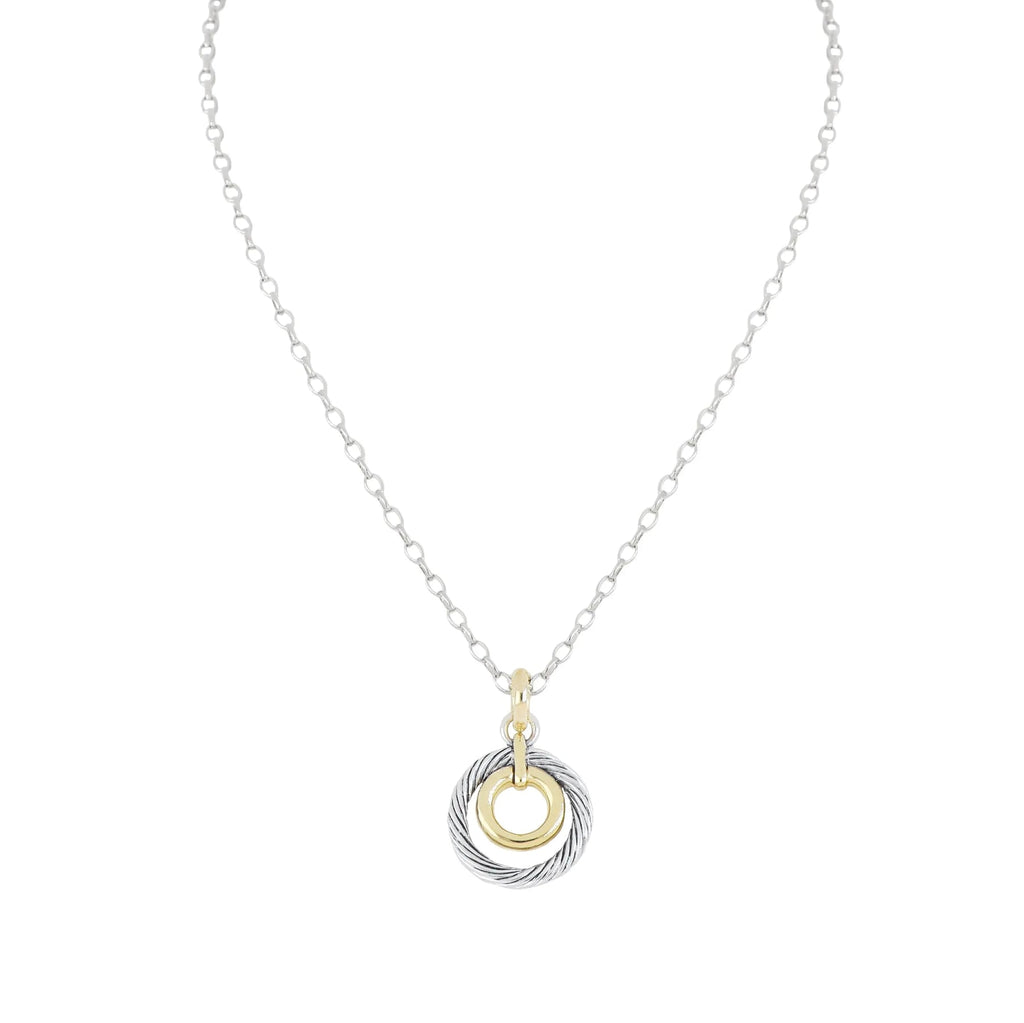 Cordão Collection - Two Tone Circle With Inset Pendant Necklace by John Medeiros