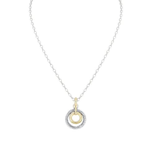Cordão Collection - Two Tone Circle With Inset Pendant Necklace by John Medeiros