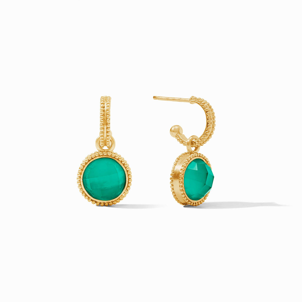 Fleur-de-Lis Hoop &amp; Charm Earring in Iridescent Emerald Green by Julie Vos