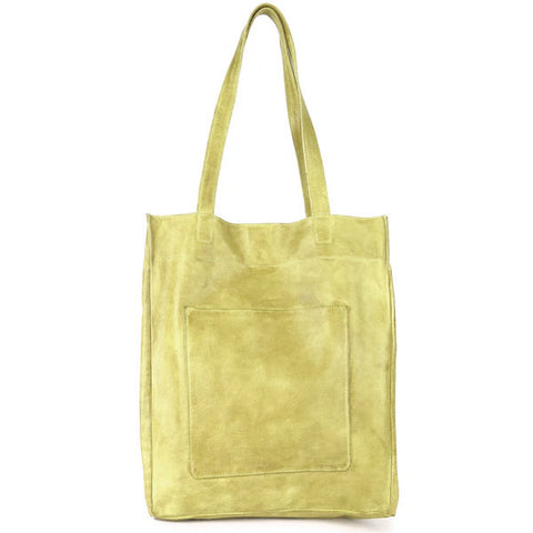 Margie Leather Tote and Shoulder Bag in Chartreuse