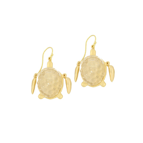 Under the Sea Turtle Wire Earrings - Clear by Michael Michaud