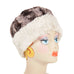 Mocha with Cuddly Sand Luxury Faux Fur Cuffed Pillbox Large