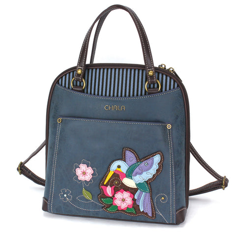 Hummingbird A Convertible Backpack Purse in Blue by Chala