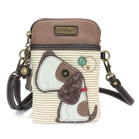 Toffy Dog Cellphone Crossbody in Brown Stripe