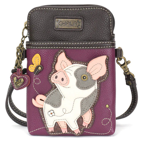 Spotted Pig Cellphone Crossbody in Pink and Purple