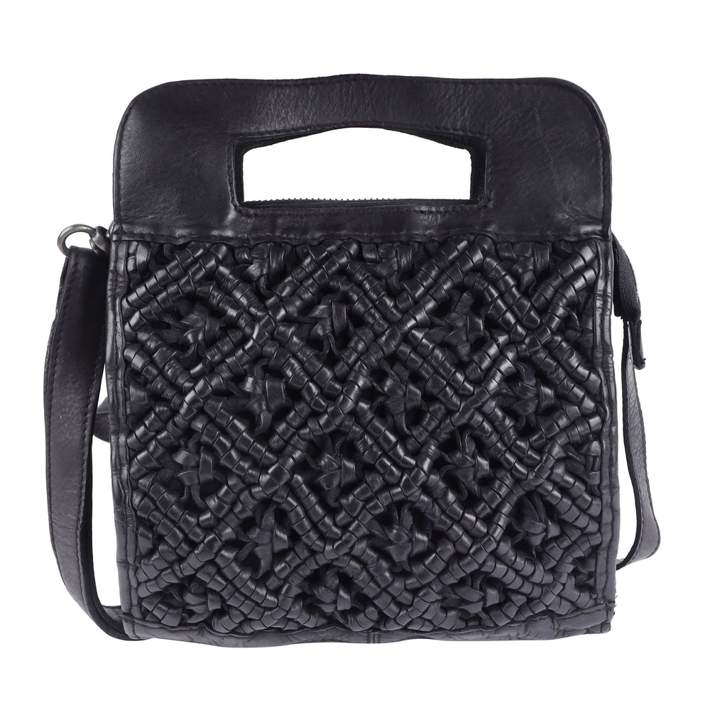 Tess Leather Crossbody in Black