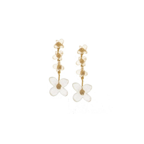 Unique Hydrangea 4-Stone Drop Post Earrings by Michael Michaud