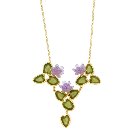 Water Lily 16 Inch Adjustable Statement Necklace by Michael Michaud