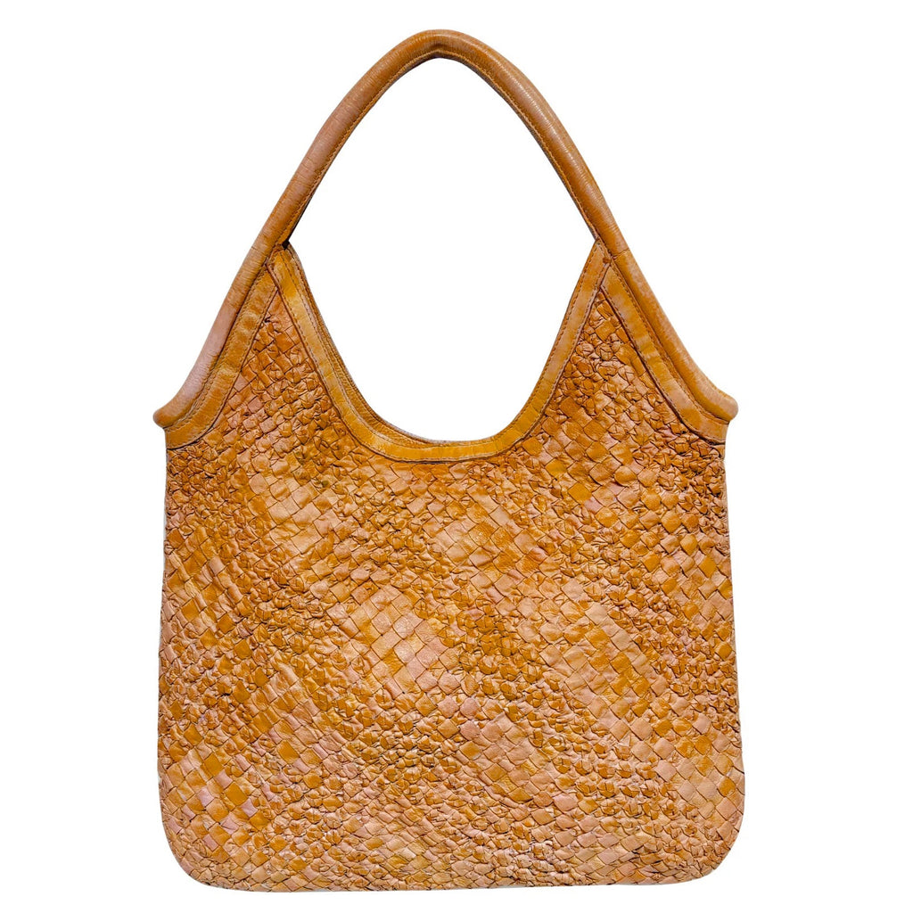 Baez Leather Tote Bag in Tan