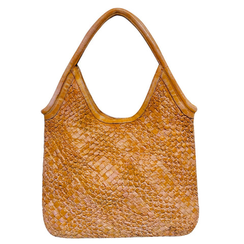 Baez Leather Tote Bag in Tan