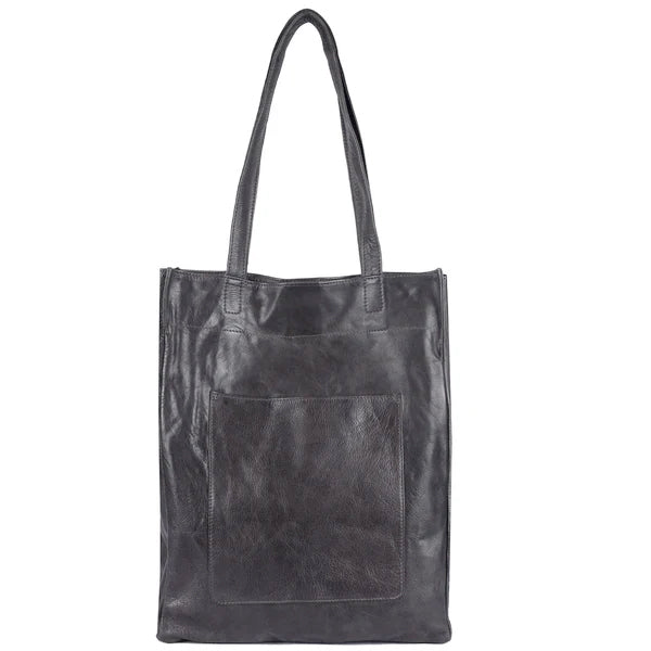 Margie Leather Tote and Shoulder Bag in Black