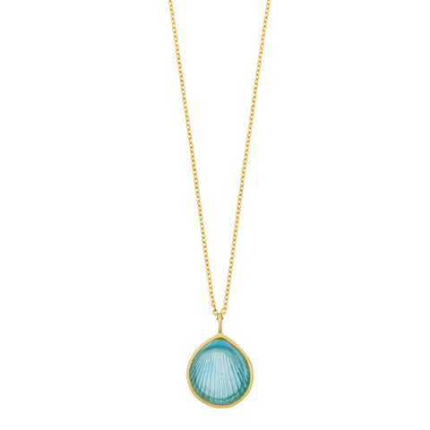 Turquoise Under the Sea 16 Inch Adjustable Shell Pendant Necklace by Michael Michaud