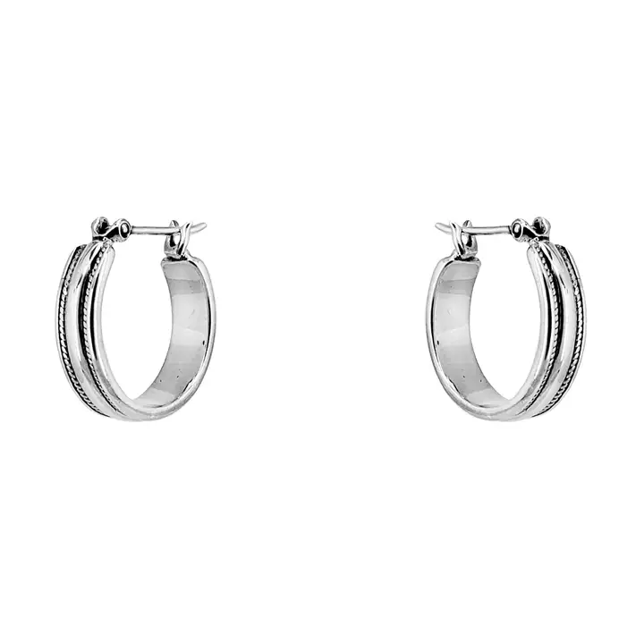 Sterling Silver Hoop with Tiny Braiding Earrings