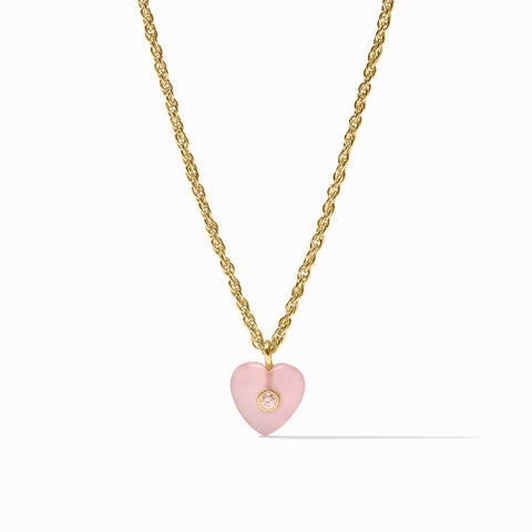 Heart Delicate Necklace in Pink Quartz by Julie Vos