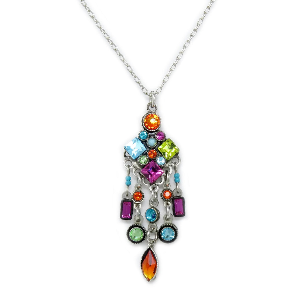 Multi Color Architectural Elaborate Pendant Necklace by Firefly Jewelry