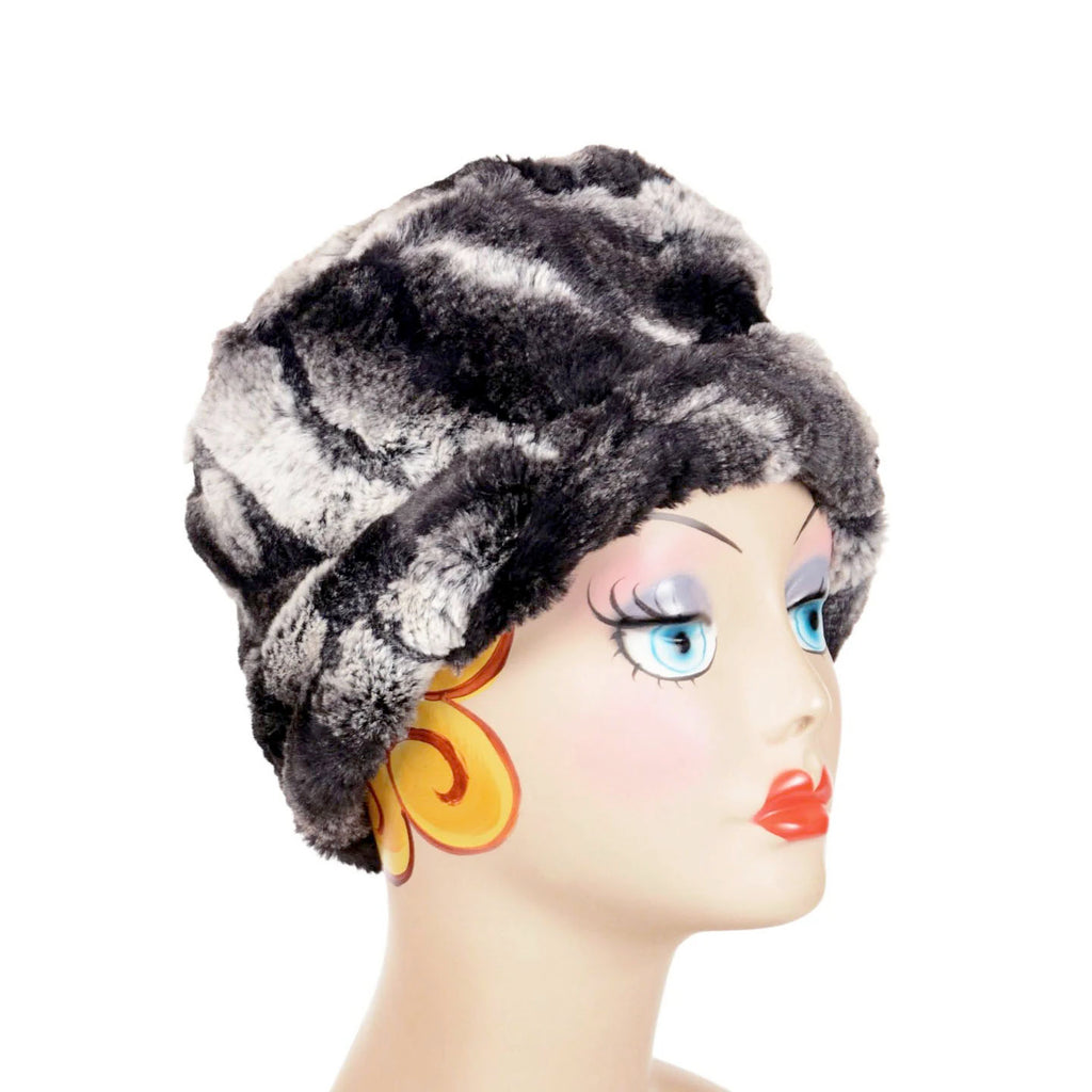 Honey Badger with Cuddly Black Luxury Faux Fur Cuffed Pillbox Hat Medium