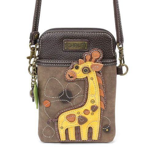 Giraffe Cellphone Crossbody in Brown