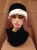 Winter Frost with Black Velvet Luxury Faux Fur Ana Cloche Style Hat: Size Medium