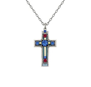 Bermuda Blue Medium Cross Necklace by Firefly Jewelry