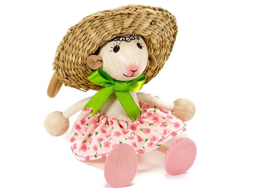 Sheep with Hat Handcrafted Wooden Jumpie