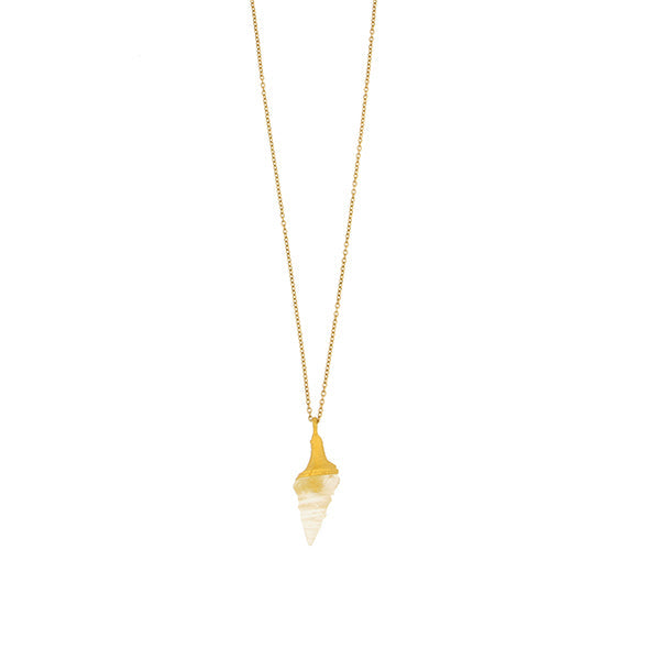 Frosted Clear Spiral Shell 16 Inch Adjustable Pendant Necklace by Michael Michaud