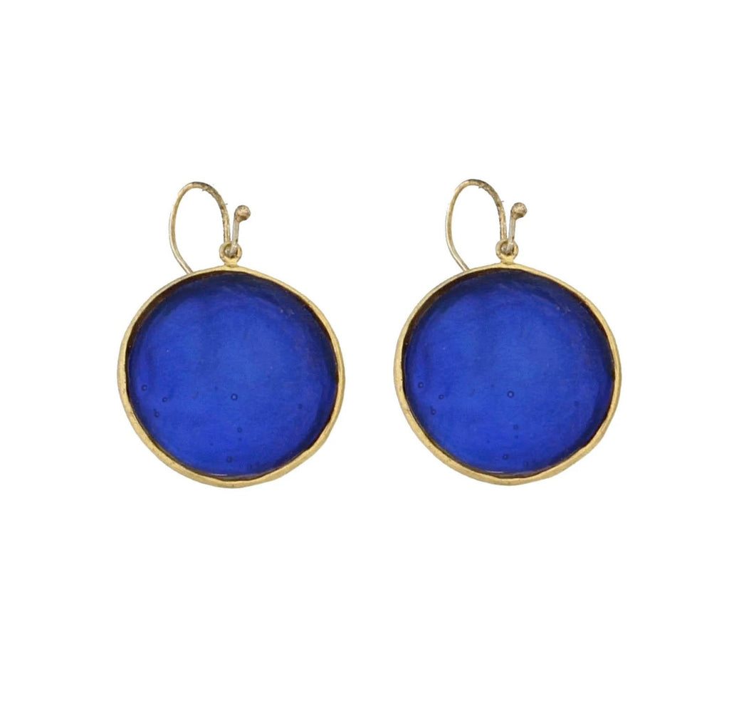 Cobalt Bubble Large Wire Earrings by Michael Michaud