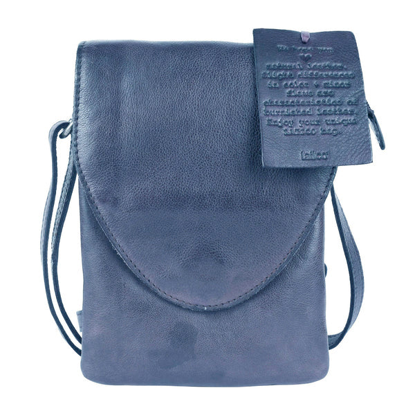 Pippa Leather Crossbody in Denim