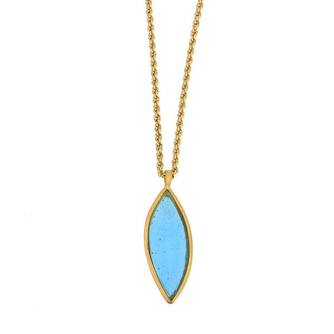 Marquise 24 Inch Adjustable Large Pendant Necklace - Turquoise by Michael Michaud