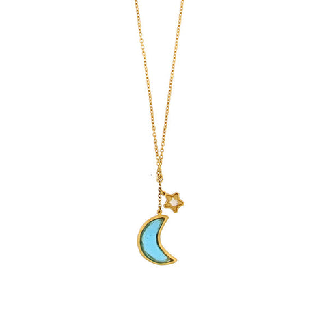 Moon and Star 16 Inch Adjustable Pendant Necklace by Michael Michaud