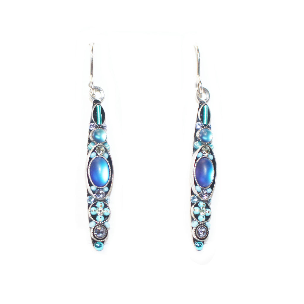 Light Blue Moonlight Linear Earrings by Firefly Jewlery