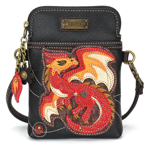 Red Dragon CellPhone Crossbody in Black by Chala