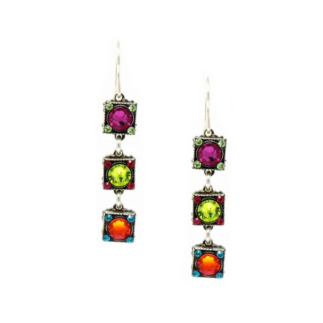 Multi Color Rainbow Linear Earrings by Firefly Jewelry