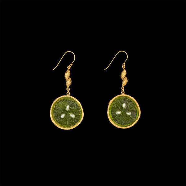 Citrus Lime Wire Earrings by Micheal Michaud