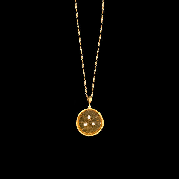 Citrus 16 Inch Adjustable Orange Pendant Necklace by Michael Michaud